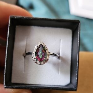 Mystic Topaz Teardrop Ring